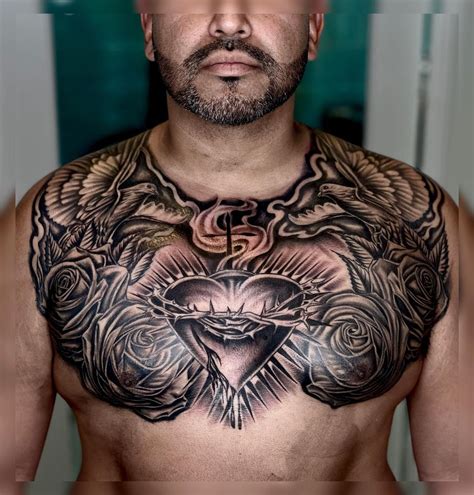 mens tattoos on chest|full chest tattoos for men.